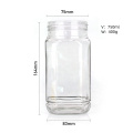 Custom 750ml clear wide mouth glass honey storage jar container bottles with deep plastic lid